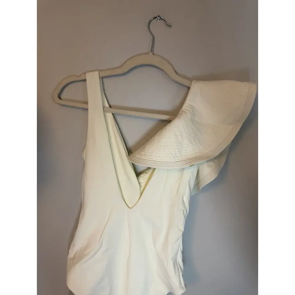 Johanna Ortiz Ruffled One Piece Swimsuit Ecru Sz Small NWT $495